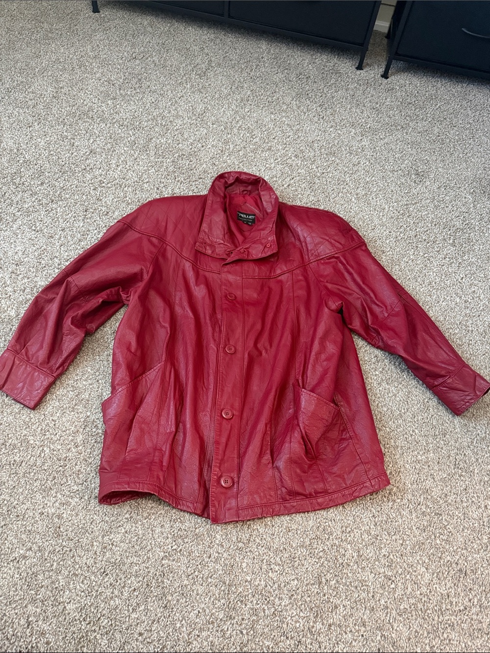 Pelle Pelle Deep Red Leather Button Jacket